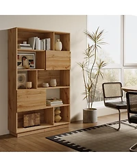 LuxenHome 8-Shelf and 2-Cabinet Tall Bookcase with Doors