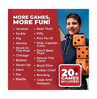 Swooc Games - Yardzee, Farkle & 20+ Classic Red Shaker Edition (All Weather) with Collapsible Bucket, Lid Score Cards