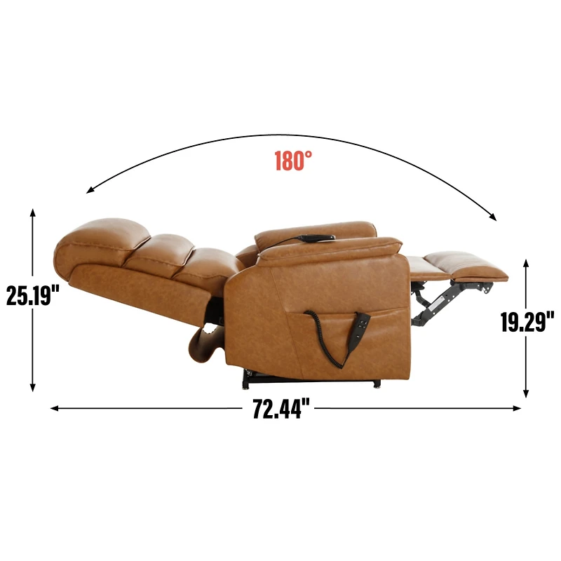 Streamdale Brown Power Lift Recliner with Heat Massage (350 lb)