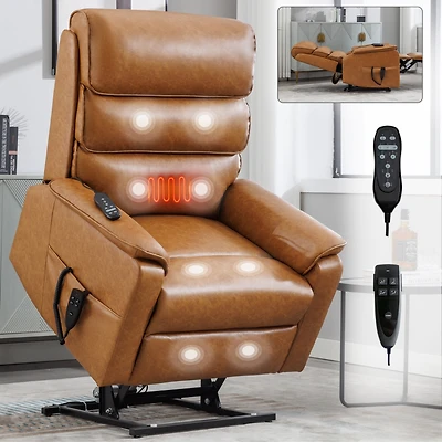 Streamdale Brown Power Lift Recliner with Heat Massage (350 lb)