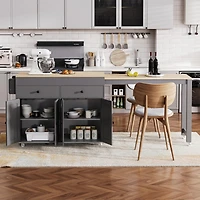 Streamdale 74.5" Kitchen Island with Extendable Table and Spice Rack