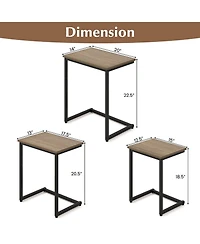 Gymax 3 Pcs Nesting Coffee End Table Set Stacking Side Nightstand Living Room Rustic