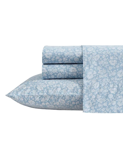 Laura Ashley 200-Thread Count Cotton Percale 4 -Pc. Sheet Set, King