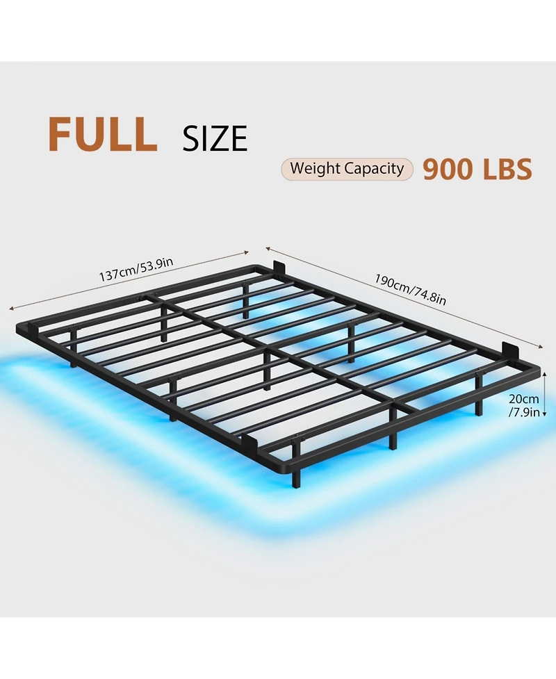 gaomon Full Size Bed Frame with Led Lights, Charging Station