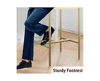 gaomon Bar Stools Set of 2, Kitchen Bar Stools with Footrest, 25.5 Inches Upholstered Bar Chairs with Back, 2 Counter Height Barstools for Counter Bar