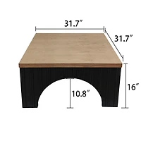 Modern Rustic Wooden Coffee Table with Black Base – Solid Wood Top and Arch Design Legs, Perfect for Living Room, Office, or Lounge