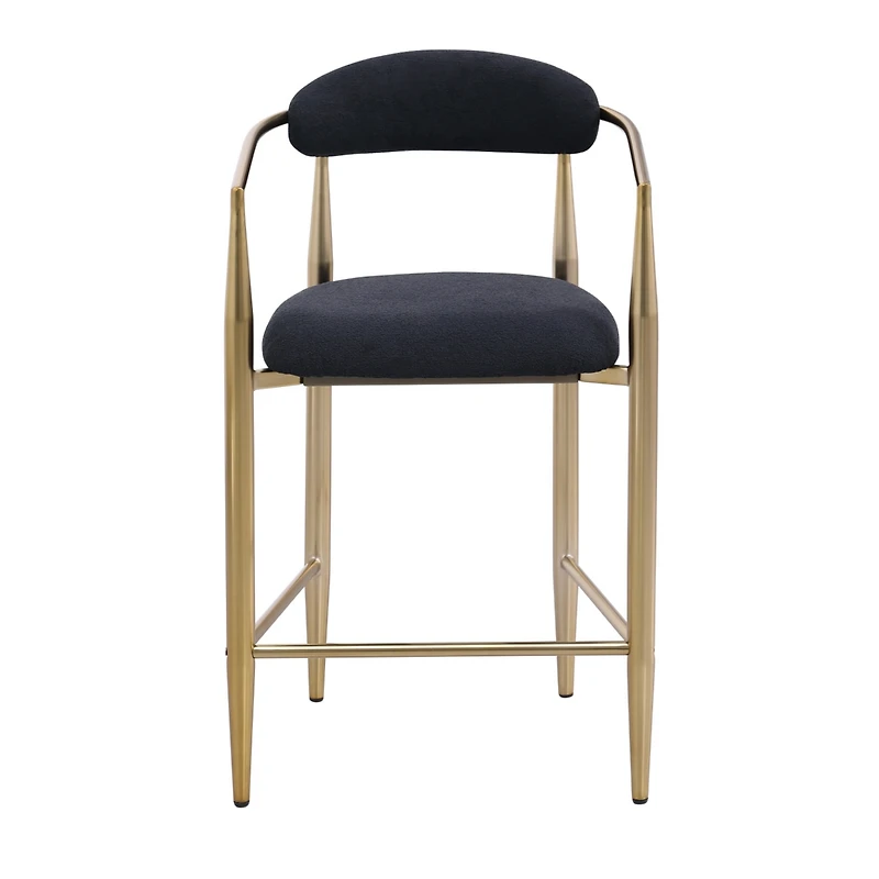 Streamdale Furniture Modern Boucle Bar Stools Set of 2 Modern Upholstered Bar Height Barstools Vintage High Island Chairs with Metal Frame/Back/Arms f