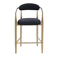 Streamdale Furniture Modern Boucle Bar Stools Set of 2 Modern Upholstered Bar Height Barstools Vintage High Island Chairs with Metal Frame/Back/Arms f