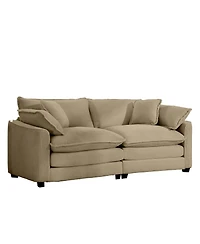 Streamdale Furniture Modern Fabric Living Room Sofa with 4 Pillows Upholstered Large Deep Seating Loveseat, Tan Corduroy