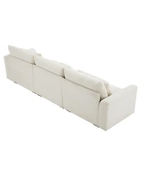 Streamdale Furniture 3 Seater Deep Seat Couches for Living Room, Wide and Deep Seat Comfy Living Roo Sofas with 3 Waist Pillows, Beige Corduroy