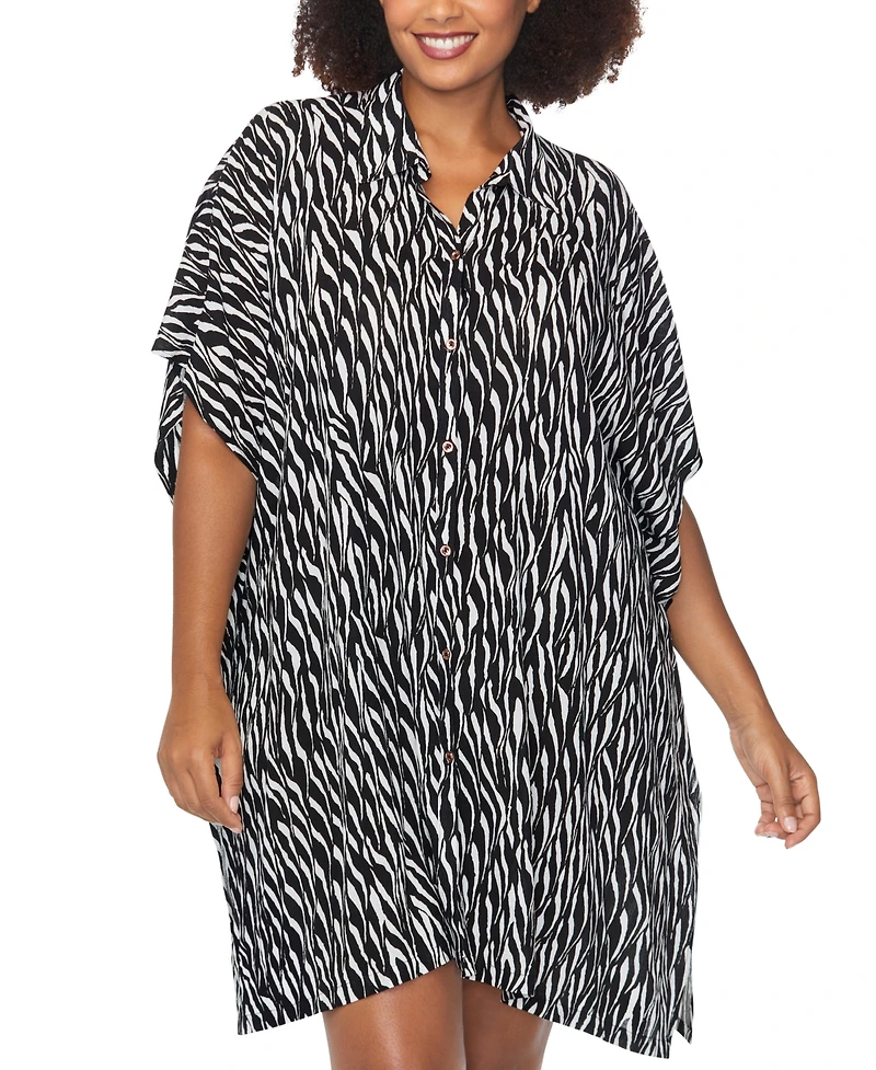 Raisins Curve Trendy Plus Size Vacay Printed Cover-Up