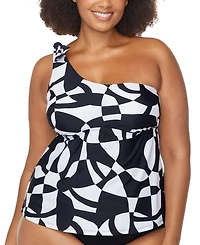 Raisins Curve Trendy Plus Size Marita Asymmetric Tankini Top