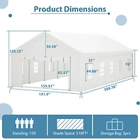 16x32FT Party Tent Heavy Duty, Large Wedding Event Shelters with 3 Storage Bags & Removable Sidewalls, Outdoor Canopy Gazebo Commercial Tents for Part