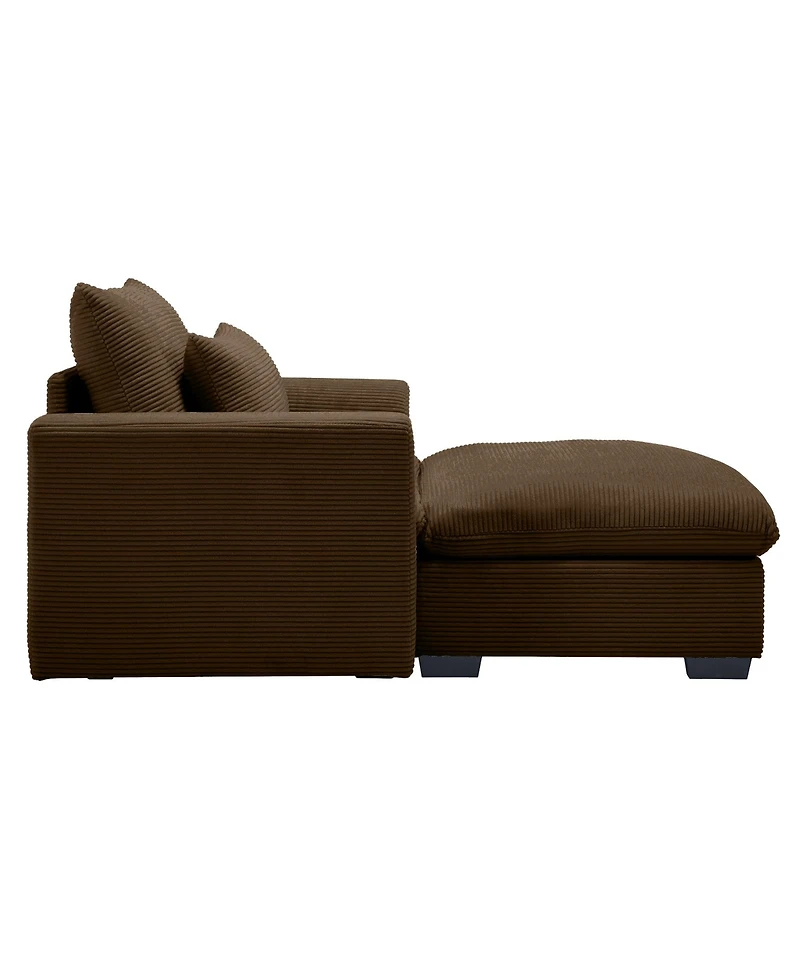 Streamdale Furniture Brown Corduroy Sofa Couch, Modular Couch with Storage Ottoman, Couch Deep Seat Couches for Modern Living Room/Apartment/Office