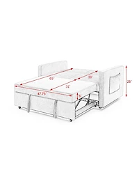Loveseats Sofa Bed with Pull-out Bed,Adjsutable Back and Two Arm Pocket-Dark grey(54.5"x33"x31.5")