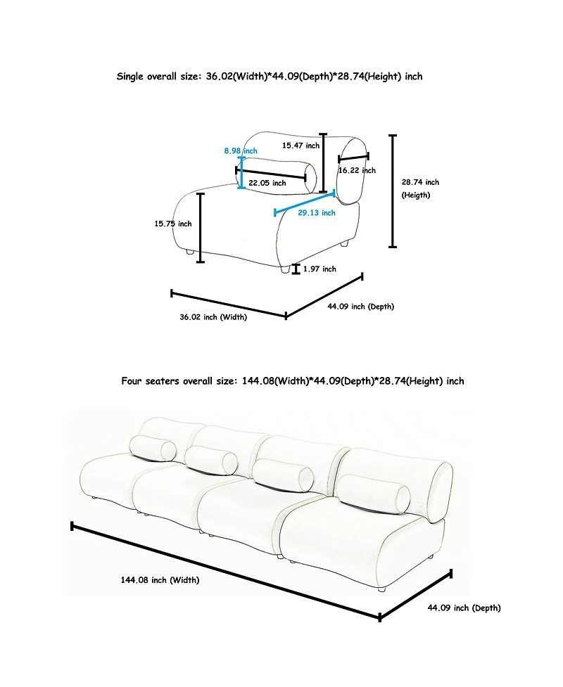 Streamdale Modular Chenille Sofa with Reclining Backrest