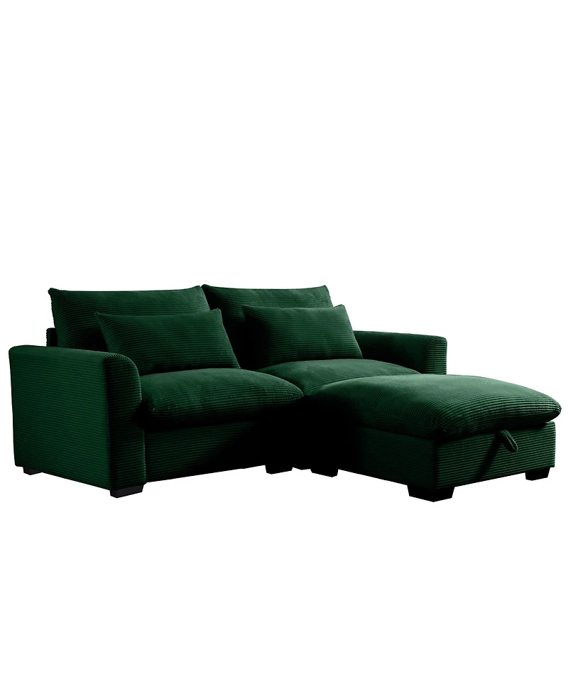 Streamdale Furniture Sectional Sofa Comfy Corduroy Couch for Living Room with Pillows and Round Armrests, Modern Corduroy Sofa Sleeper Deep Couches wi