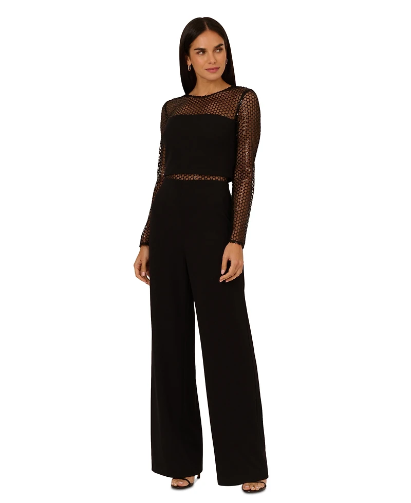 Adrianna Women's Sequin-Mesh Wide-Leg Jumpsuit