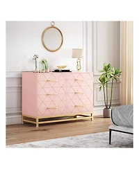gaomon Dresser For Bedroom With 6 Drawer Double Dressers, Modern Wooden Chest, Beside Table Closet, Nursery, Living Room