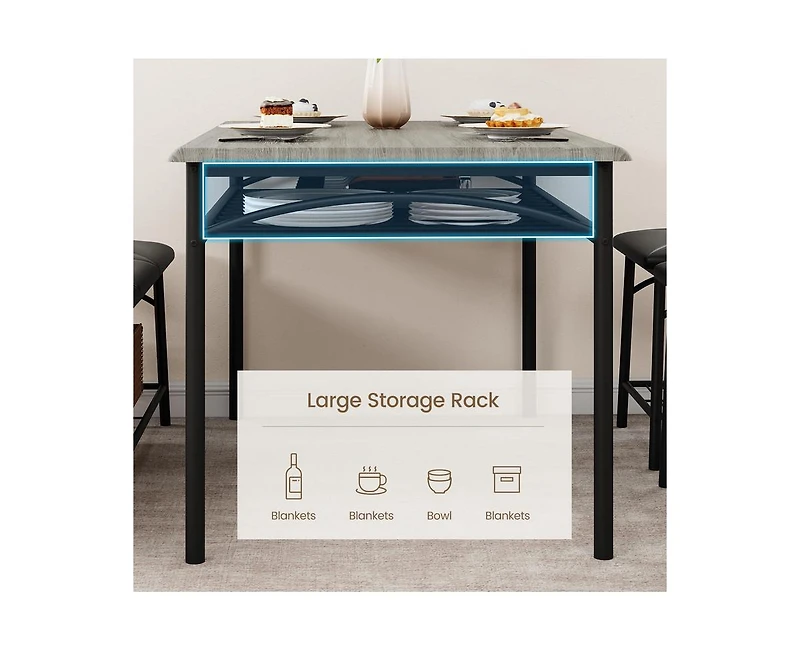 gaomon Dining Table with Benches, Kitchen Set for 4, Room Upholstered Bench and Square Stools, Metal Wood