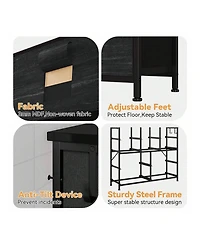 Dresser For Bedroom, 10 Drawers Fabric Storage Drawer, Dressers & Chest Of With Side Pockets, Hooks, Wood Tabletop Closet, Living Room, Ha