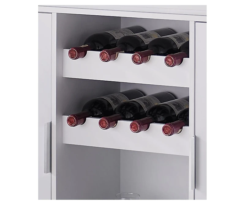 Kings Brand Furniture Neiman Buffet Sideboard Wood Wine Rack Cabinet Table with 2 Wine Shelf to Hold 8 Bottles