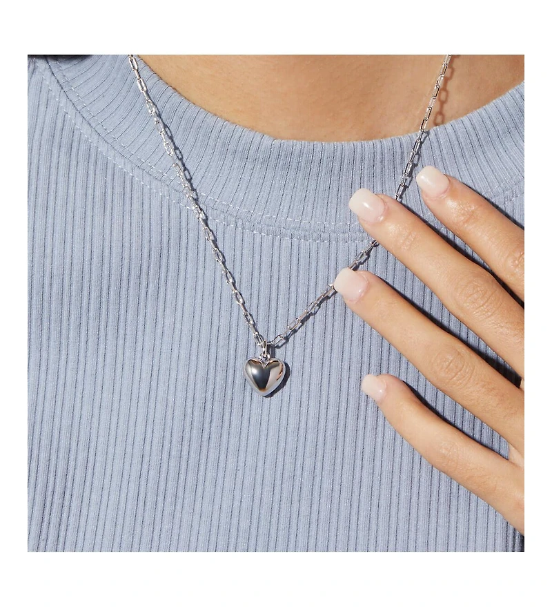 Ana Luisa Puffed Heart Necklace - Lev Silver