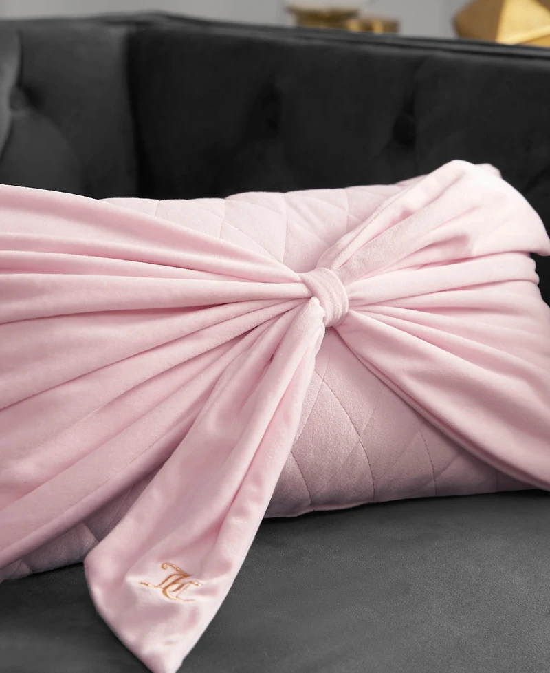 Juicy Couture Velvet Bow Decorative Pillow, 10" x 18"