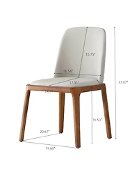 Streamdale Modern Pu Leather Dining Chairs with Wooden Legs (Set of 2)
