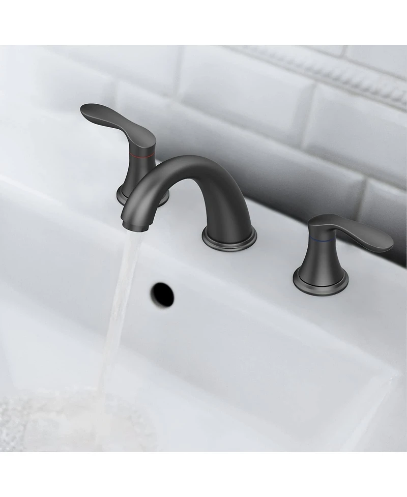 gaomon Bathroom Sink Faucet, Faucet for Bathroom Sink, Widespread Matte Black Bathroom Faucet 3 Hole