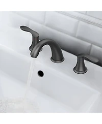 gaomon Bathroom Sink Faucet, Faucet for Bathroom Sink, Widespread Matte Black Bathroom Faucet 3 Hole