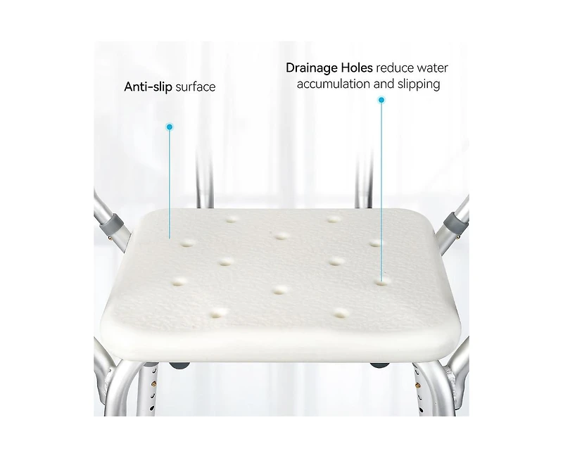 gaomon Shower Seat, Adjustable Height Shower Chair, with Padded Armrests and Back, Inside Shower Seat Support 350 Lb Capacity