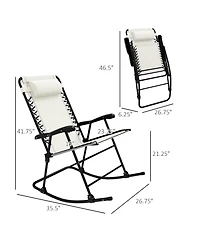 Outsunny Folding Outdoor Rocking Chair Set of 2 w/ Headrests,