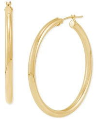 Polished Thin Tube Hoop Earrings (3mm) 14k Gold (40mm)