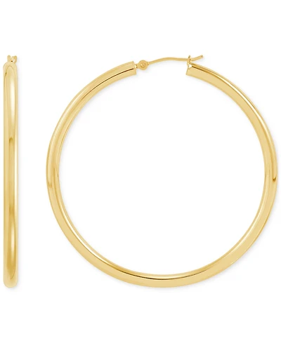 Polished Thin Tube Hoop Earrings (3mm) in 14k Gold (50mm)