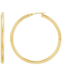 Polished Thin Tube Hoop Earrings (3mm) in 14k Gold (50mm)