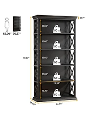 Tribesigns 71 Inches 6-Tier Industrial Bookshelves and Bookcases, Floor Standing 5 Shelf Display Storage Shelves Tall Bookcase