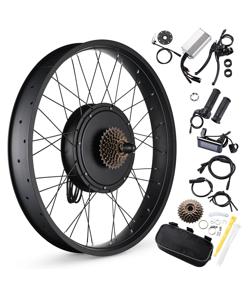 Yescom 26"x4" Fat Tire 48V Ebike Electric Rear Wheel Bicycle Conversion Kit Lcd 1000W Dual Controller