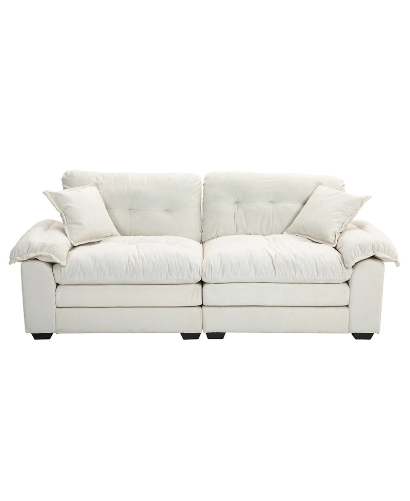 Streamdale Beige Chenille Recliner Loveseat