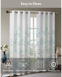 Cecily Burnout Printed sheer Window Curtain, 95 inches long Single Curtain Panel, Width 50 curtains for Bedroom and Living Room, Easy To H