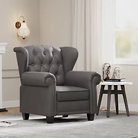 Modern Tufted Push Back Armchair Technical Leather Chair, Adjustable Single Sofa Chair with Sturdy Wood Legs for Bedroom, Living Room, Small Space(Col
