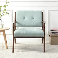 30" Mid-Century Modern Accent Chair with Plush Cushions, Angled Arm Design, and Sturdy Solid Wood Frame – Perfect for Cozy Living Room, Be