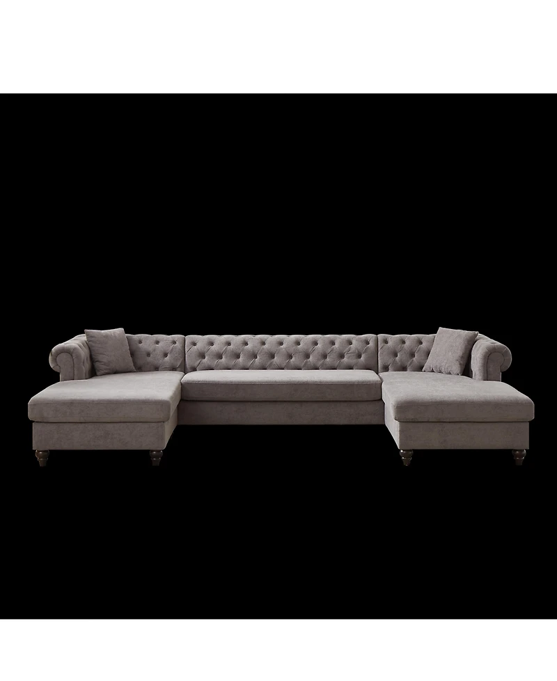 Streamdale Modern Chenille U-Shaped Sofa with Chaises and Pillows
