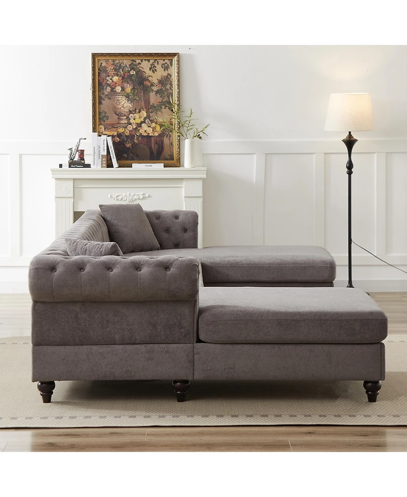 Streamdale Modern Chenille U-Shaped Sofa with Chaises and Pillows
