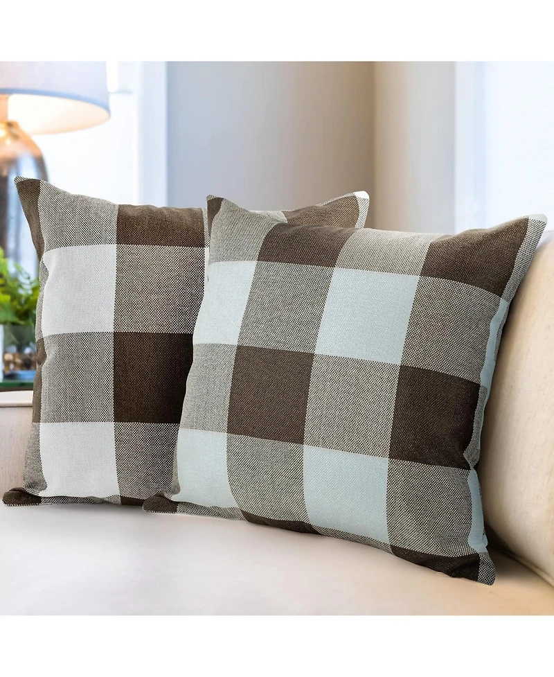 Zulay Kitchen Pack of 2 Buffalo Plaid Throw Pillow Covers