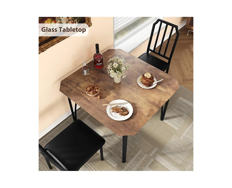 3 Pieces Dining Table Set for 2, Dining Room Table Set for 2, Small Kitchen Table for 2 with Upholstered Chairs,Dinner Table Set for 2, Kitchen Table
