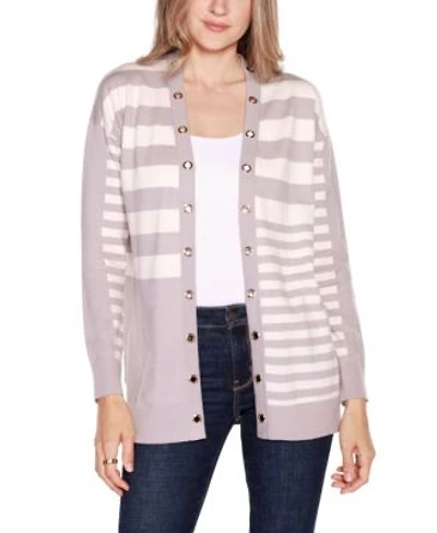 Belldini Womens Black Label Colorblocked Open Front Cardigan Sweater