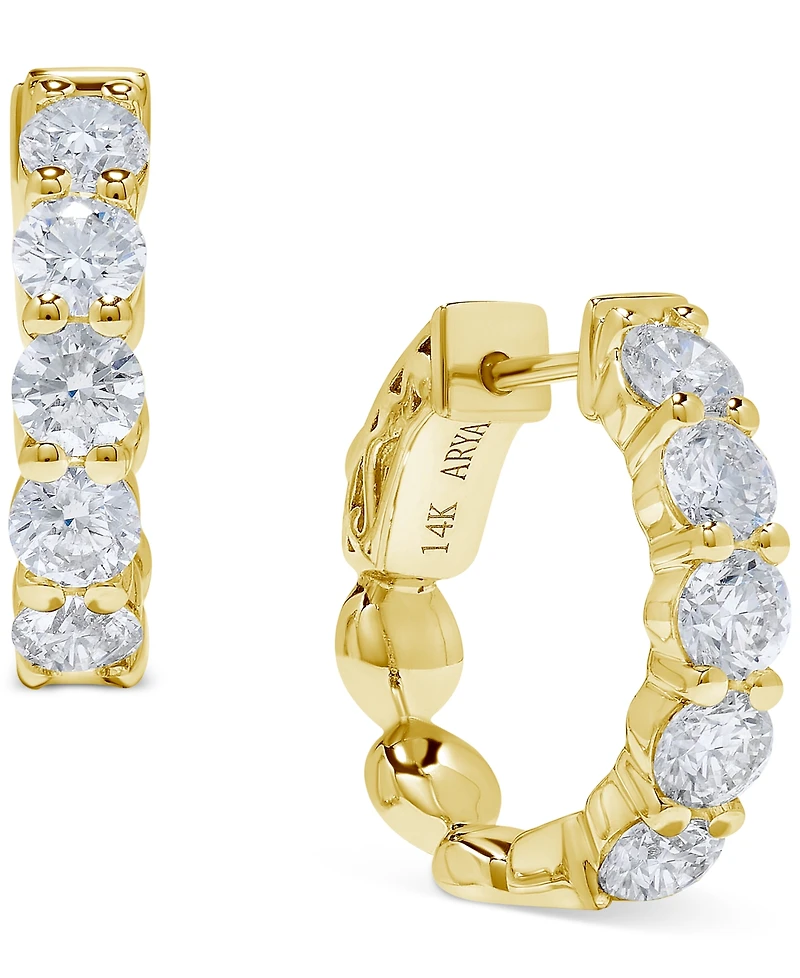 Diamond Scalloped Hoop Earrings (2 ct. t.w.) in 14k White or Yellow Gold