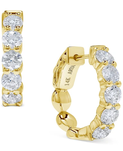 Diamond Scalloped Hoop Earrings (2 ct. t.w.) in 14k White or Yellow Gold