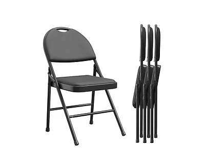 gaomon Folding Chairs 4 Pack, Portable Metal with Cushions and Non-Slip Feet Pads for Home Office, Indoor Outdoor Events
